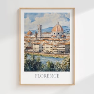 Florence Print Italy Watercolor Poster Digital Download Printable Art Home Decor Florence Digital Print Tuscany Florence Travel Art Print