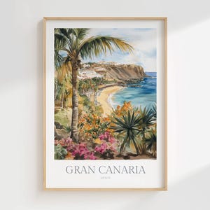 Gran Canaria Spain Watercolor Poster Digital Download Home Decor Wall Art Print Gran Canaria Digital Poster Spain Canary Islands Travel Art