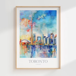 Toronto Canada Watercolor Poster Digital Download Toronto Printable Wall Art Toronto Home Decor Canada Digital Print Download Toronto City