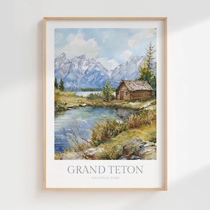 Grand Teton Nationalpark Aquarell Poster Grand Teton Digital Download druckbare Wandkunst Grand Teton Wohnkultur Teton Palette Digitaldruck