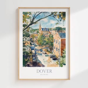 Dover Delaware Watercolor Poster Digital Download Printable Wall Art Home Decor Print Dover Digital Poster Delaware Print Digital Wall Art