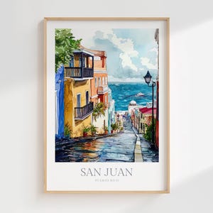 San Juan aquarel poster digitale download San Juan digitale poster print downloaden Home decor kunst Puerto Rico digitale print reisposter reizen