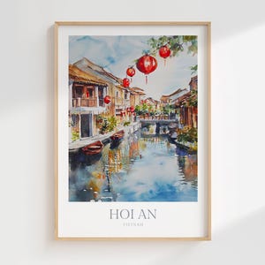 Póster de acuarela de Hoi An, Vietnam, descarga digital, decoración de pared imprimible de Hoi An, póster digital de Hoi An, impresión de póster de Hoi An, Vietnam, descarga