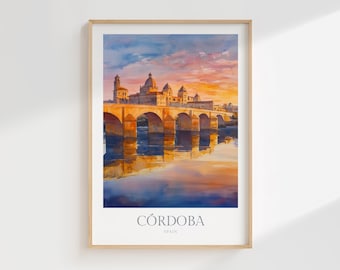 Cordoba Spain Watercolor Print, Travel Poster (Digital Download)