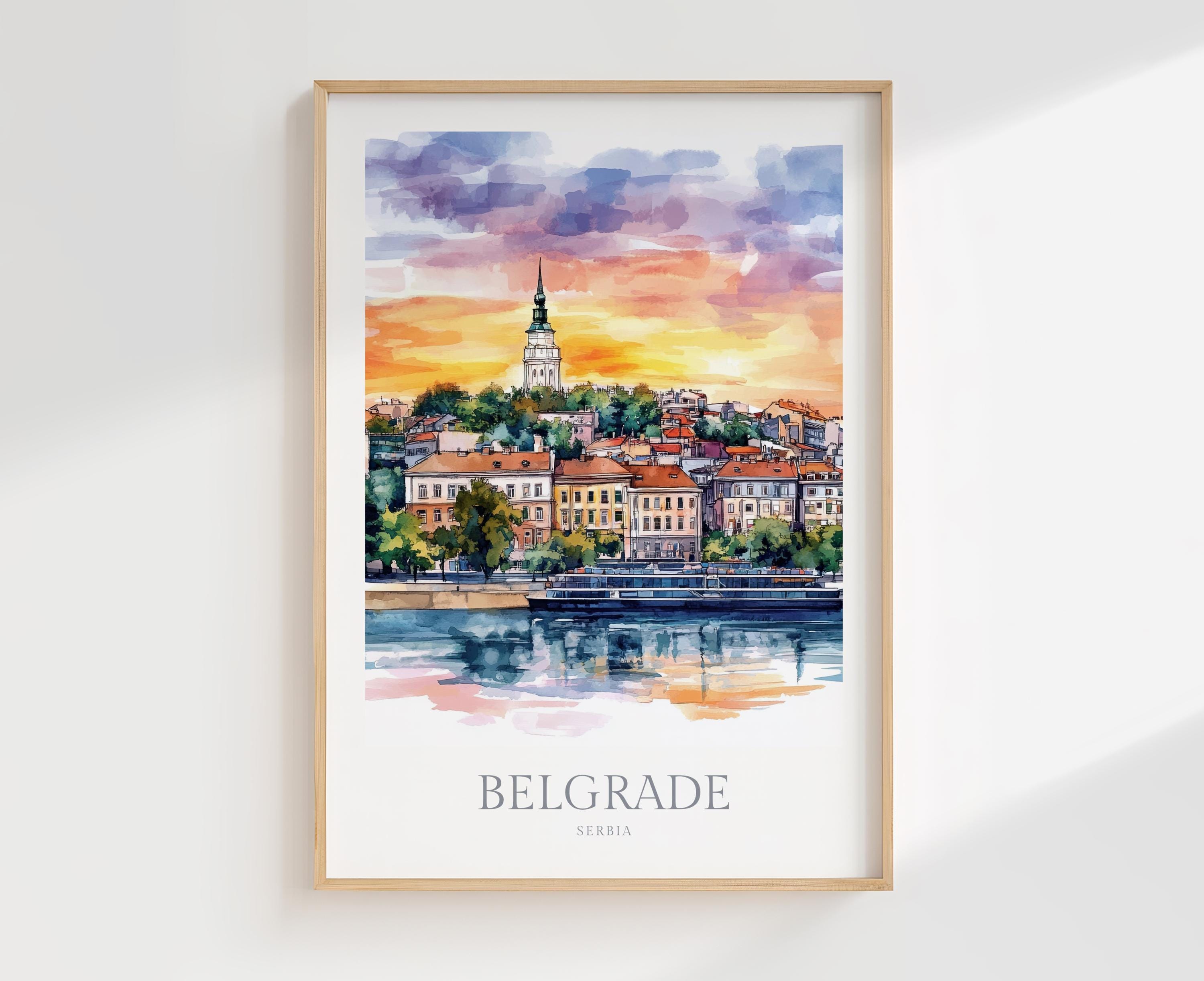 抽象画（版画）【ベオグラード Belgrade】 Belgrade Skyline Serbia