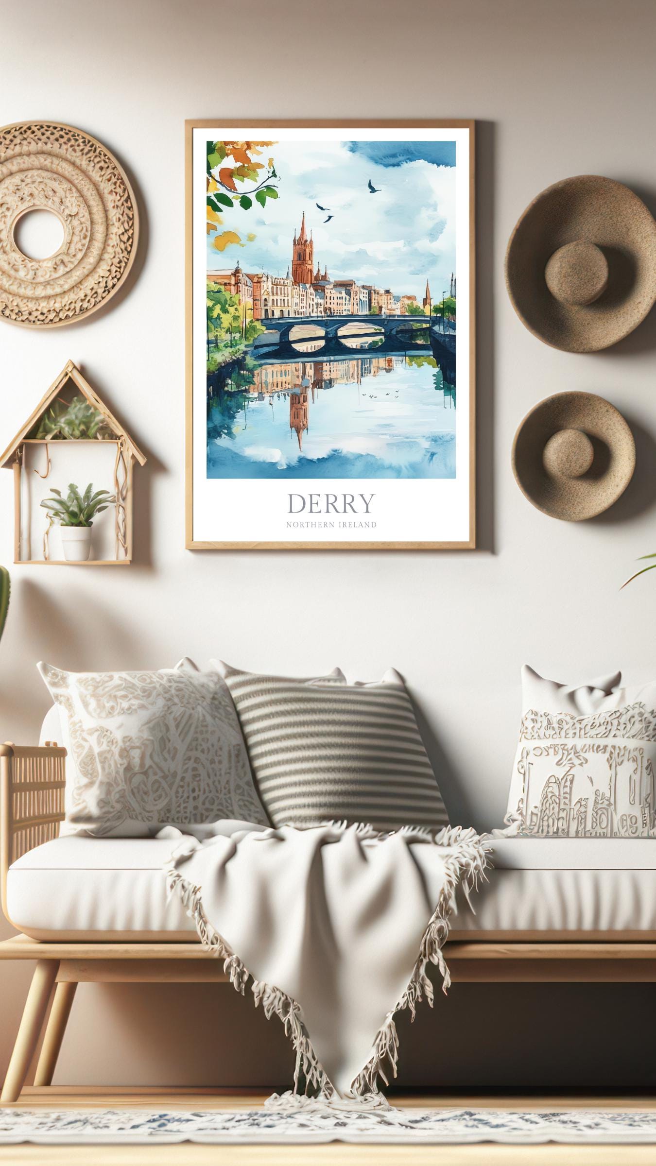 Derry Print Northern Ireland Watercolor Travel Poster (londonderry ...