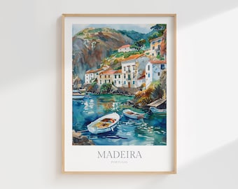Madeira Watercolor Poster Digital Download Madeira Printable Wall Decor Madeira Digital Print Download Portugal Poster Madeira Print