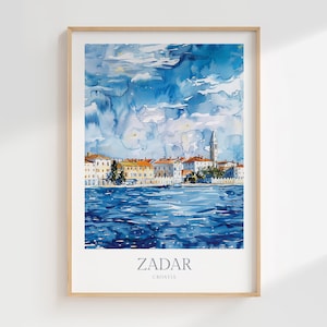 Zadar Druck Kroatien Aquarell Poster digitaler Download Dalmatien druckbare Wand Kunst Wohnkultur Druck Zadar Poster Kroatien Reisekunstdruck