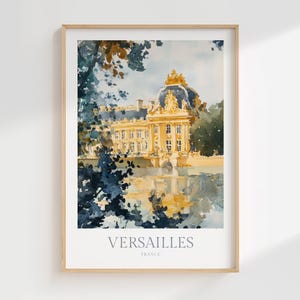 Versailles Print Aquarell Poster digitaler Download Versailles druckbare Wand Kunst Wohnkultur Yvelines Print Download Frankreich Reise Kunstdruck