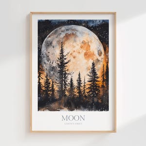Moon Watercolor Poster Digital Download Moon Digital Poster Print Download Moon Digital Wall Art Print  Celestial Moon Printable Art