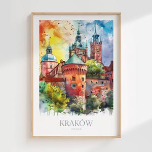 Krakow Poland Watercolor Poster Digital Download Krakow Printable Wall Art Home Decor Wawel Digital Print Download Polish City Wall Art