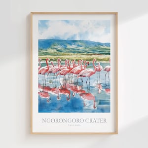 Ngorongoro Print Watercolor Poster Tanzania Wall Decor Print Ngorongoro Poster Tanzania Digital Download Ngorongoro Crater Print Travel Art
