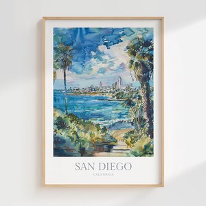 San Diego California Watercolor Poster Digital Download San Diego Printable Wall Art Home Decor San Diego Digital Poster California Print