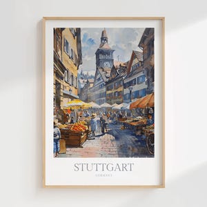 Stuttgart Germany Watercolor Poster Digital Download Stuttgart Printable Wall Art Stuttgart Print Stuttgart Digital Poster Germany Poster