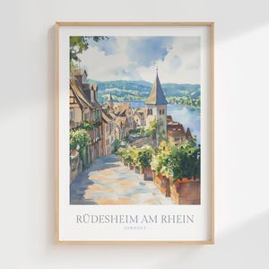 Rudesheim am Rhein Print Watercolor Poster Germany Wall Art Decor Print Rüdesheim am Rhein Poster Germany Print Rhine Travel Art Print