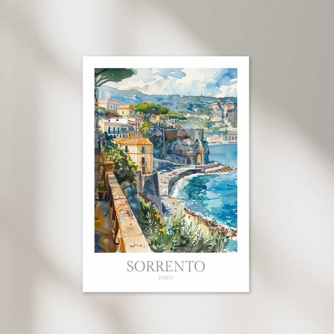 Sorrento Italy Watercolor Poster Digital Download Printable Wall Art Sorrento Home Decor Print ...