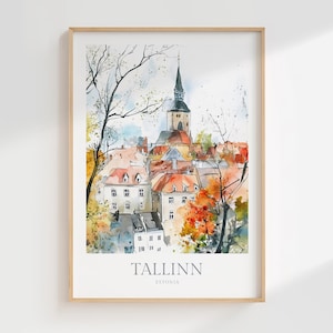 Tallinn Estland Aquarell Poster Digital Download Tallinn druckbare Wand Kunst Wohnkultur Tallinn digitales Poster Estland digitale Wandkunst