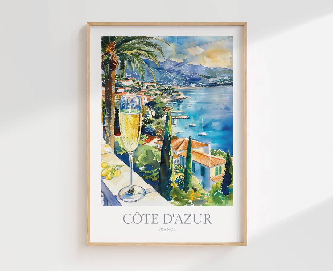 Cote D Azur Watercolor Poster Digital Download Côte D'azur Printable ...