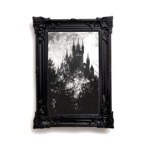 Dracula's castles V3 inked vintage artwork style. Oil painting. Dark Series. Art print and poster. Artwork Gothic home decor gift.