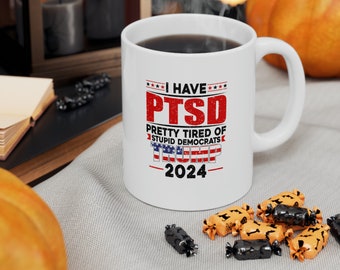 Taza de cerámica DONALD TRUMP PTSD / Taza de homenaje a Donald Trump / Taza de cerámica para fanáticos de Donald Trump / Muestre su apoyo a Trump.