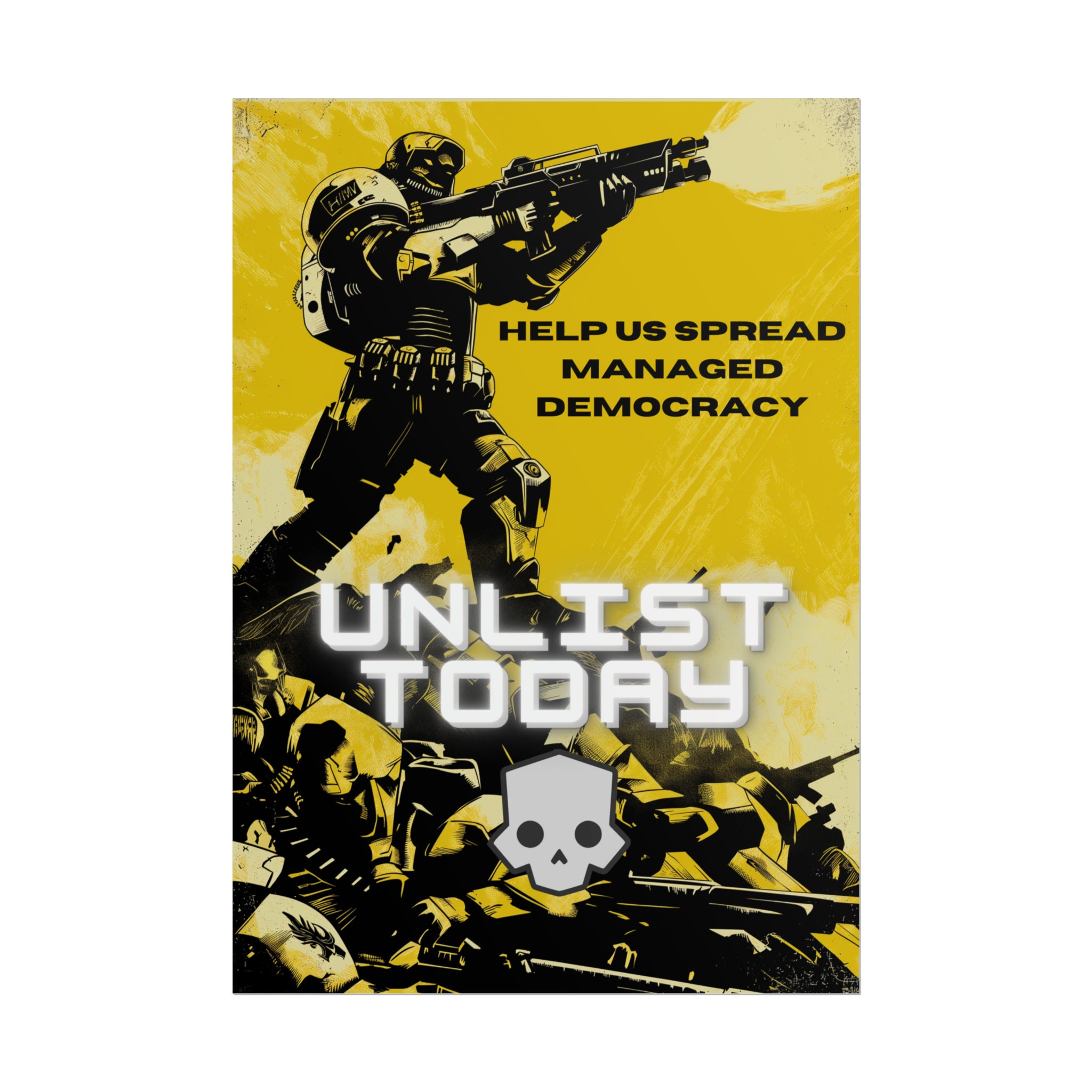 Helldivers 2 Video Game Enlist Today Propaganda Poster Matte Vertical Posters Video Game Posters