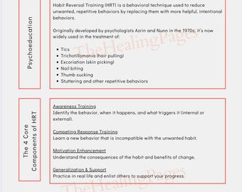 Habit Reversal Training Worksheet PDF | CBT Tool for Unwanted Habits | Mental Health Counseling Resource for Teens and Adults