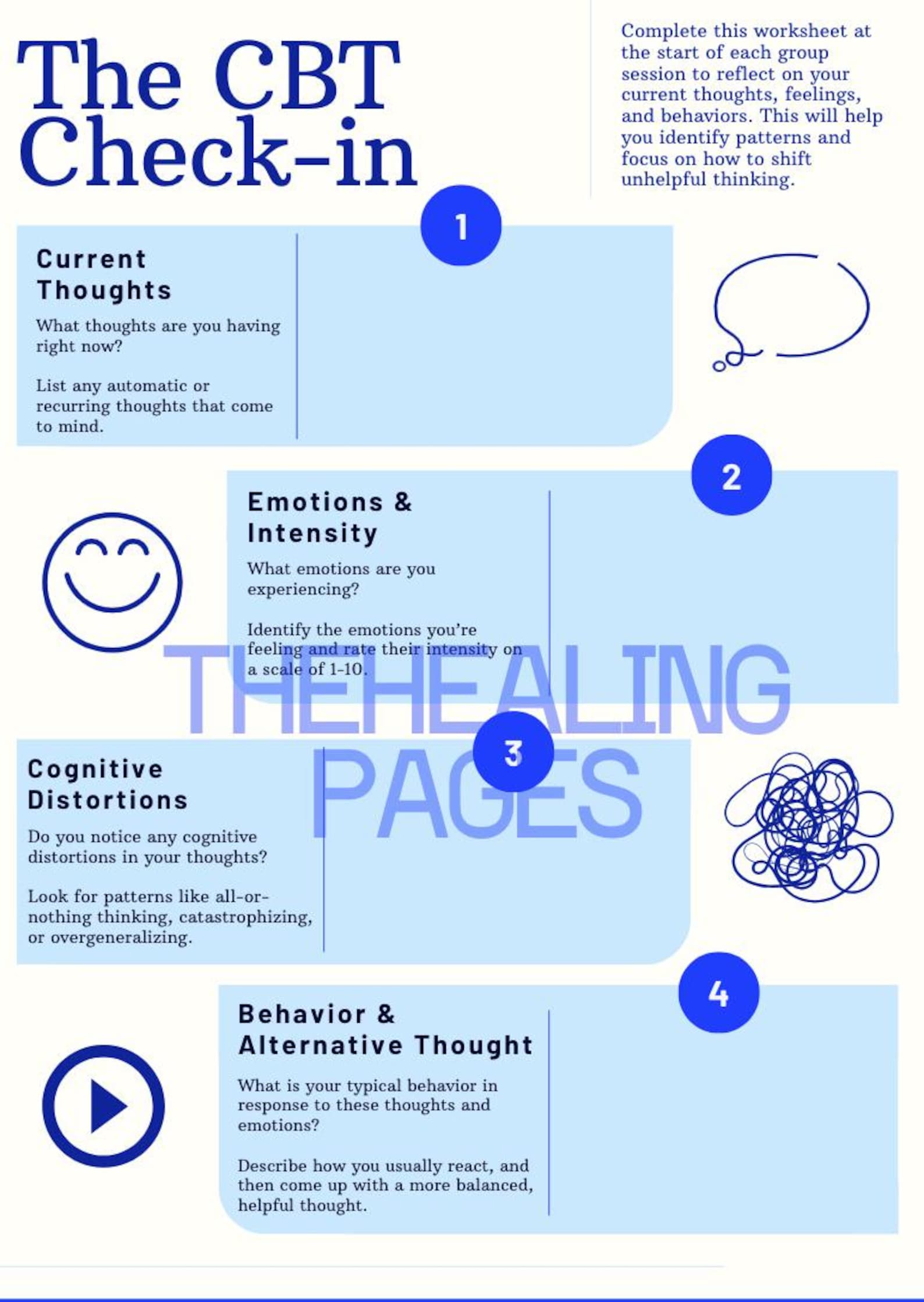 CBT, ACT & DBT Check-in Worksheets | Counseling Tools for Emotional ...