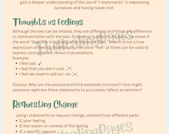 I Statements Communication Worksheet | Therapy Handout | Active Listening Skills | Personal Growth | Counseling Resource