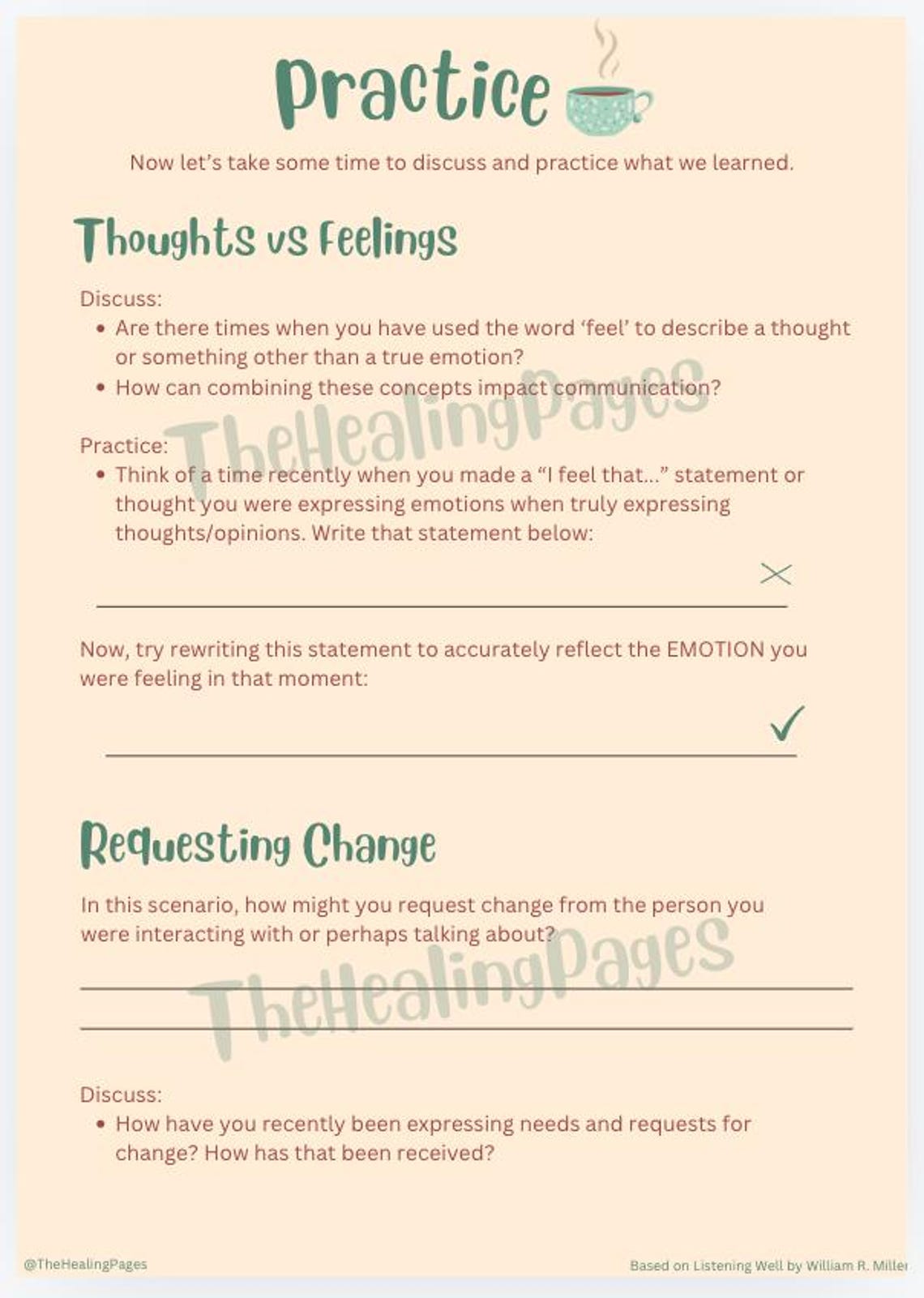 I Statements Communication Worksheet | Therapy Handout | Active ...