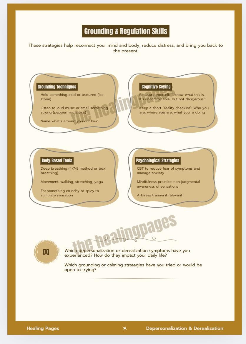 Derealization Worksheet.pdf Depersonalization and Derealization Worksheet for Therapy | DPDR ...