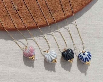 Talavera necklaces, handmade necklaces, 14k gold plated necklaces,  necklaces, Traditional Mexican Jewelry, gift for her, heart necklaces