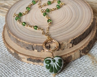 Talavera necklaces, handmade necklaces, 14k gold plated necklaces,  necklaces, Traditional Mexican Jewelry, gift for her, heart necklaces