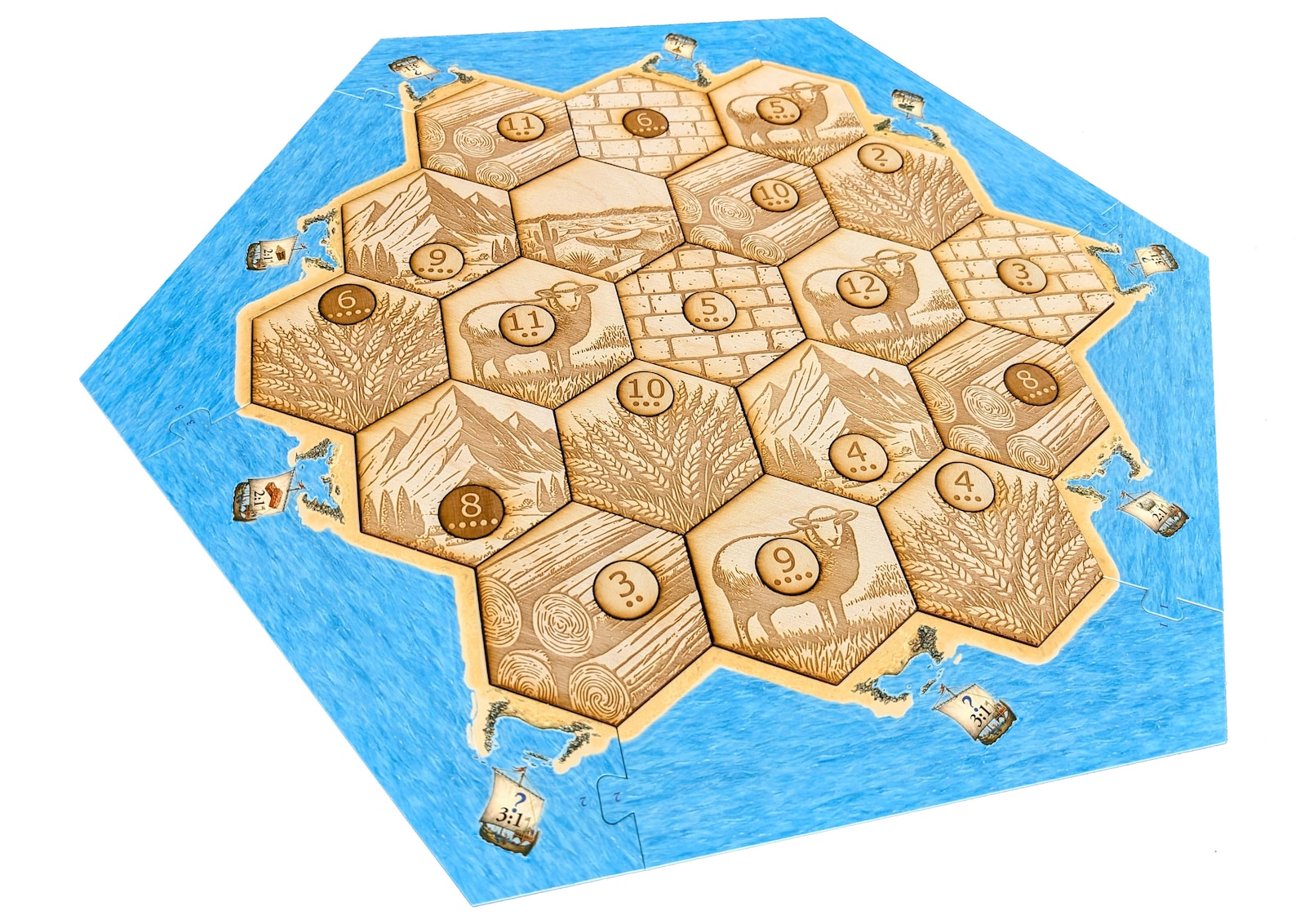 Settlers of Catan Wood Etched Tiles / Hexes Laser Cut Natural Wood - Etsy