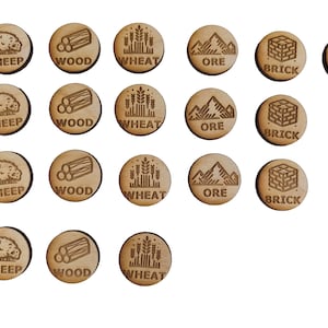 Laser Cut Wood Resource Tokens | Settlers of Catan Game
