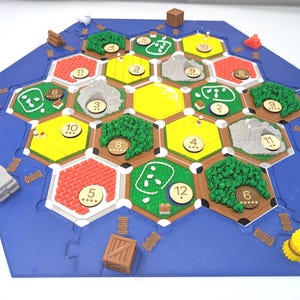 3D Printed Catan Board (4–8 Players) | Multicolor PETG Hexes, Laser Cut Tokens, Storage | Compatible with Cities & Knights, Seafarers