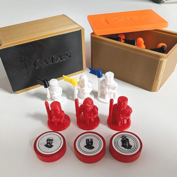 Catan Knight Piece Set with Activation Flags & Storage | Cities and Knights, Seafarers Expansions