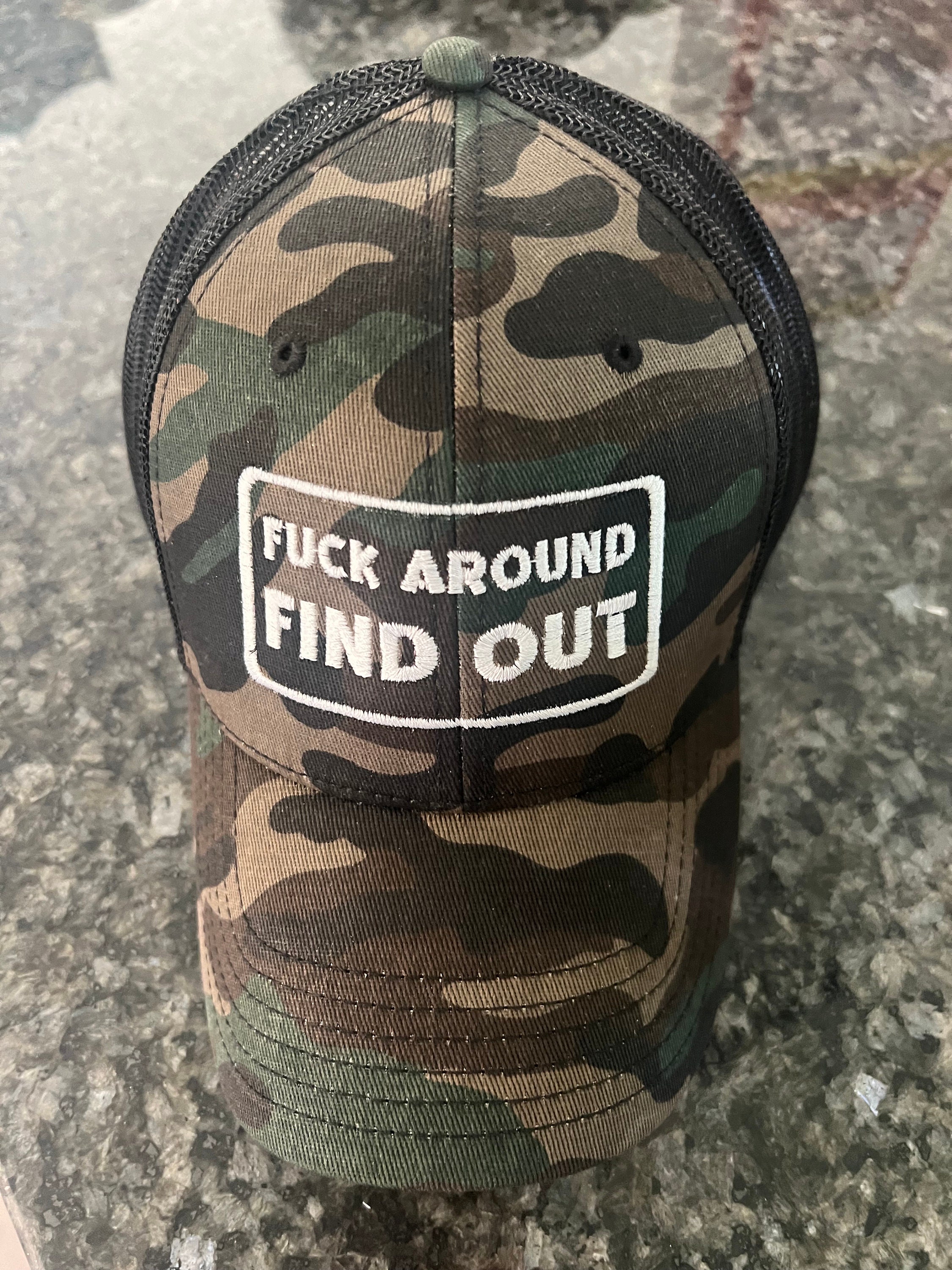 Camouflage Trucker Hat 'fuck Around, Find Out' Urban Streetwear, Statement  Cap, Bold Attitude, Unisex Fashion - Etsy
