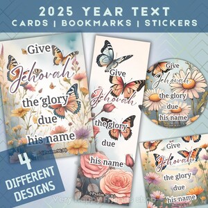 Jeu de textes JW 2025 | Marque-page, carte, autocollant imprimable | Cadeau JW, encouragement pour pionniers, aînés | Téléchargement numérique | PDF |  png