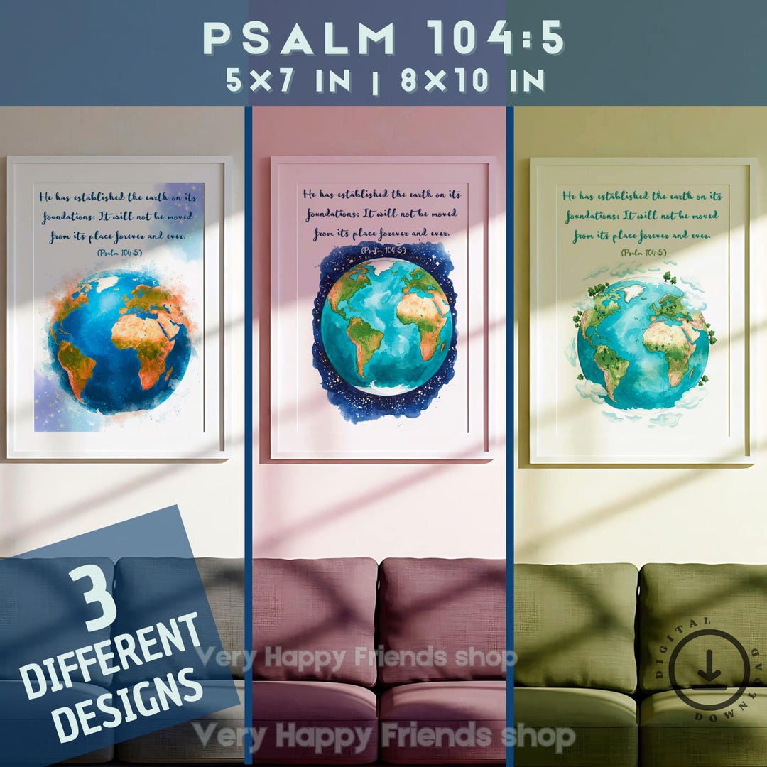 Psalm 104:5 Text Set | Print Art | 5x7 in | 8x10 Size | Digital ...