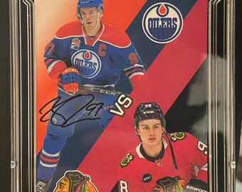 Connor Bedard VS Connor McDavid 2023-24 Facsimile Autographed Graded ACEO Limited Edition Rookie Hockey Card Chicago/Edmonton