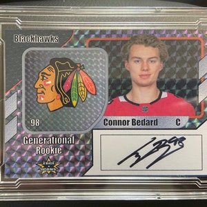 Connor Bedard 2023-24 Generational Rookie Ink Series Graded ACEO Rookie Card Facsimile Autographed Rare Hockey Card Chicago Blackhawks image 1