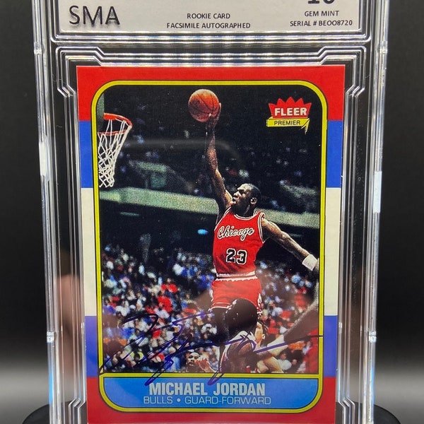 Michael Jordan 1986-87 Fleer #57 Rookie Reprint Facsimile Autographed Graded BV Rare Basketball Card