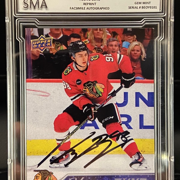 Connor Bedard 2023-24 Young Guns Rookie RC Facsimile Autographed Prospect #451 BV Rare Graded Chicago Blackhawks Reprint Hockey Card