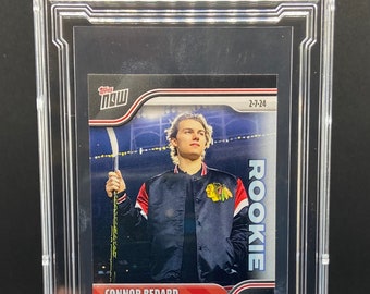 Connor Bedard 2023 Topps Now #114 "Announces 2025 Winter Classic" Prospect Rookie RC Facsimile Autographed Graded Chicago Blackhawks