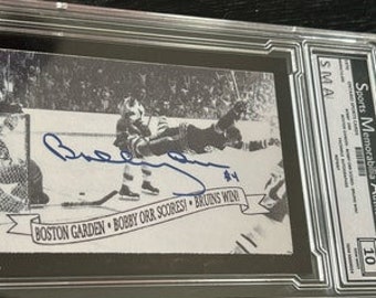 1970 Bobby Orr with Facsimile Autograph - Ontario Sports Card Hockey Card Reprint Graded Hockey Card Boston Bruins