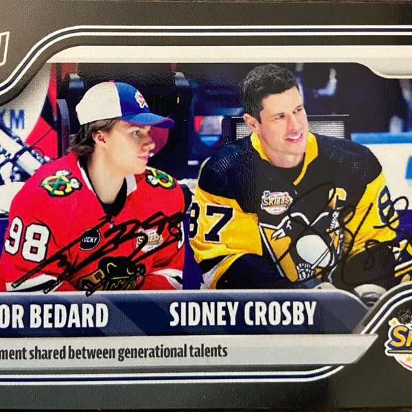 Connor Bedard/Sidney Crosby 2023 Rookie Topps Now Facsimile Autographed RC Rookie Card Rare Graded  "Special Moment Generational Talents"