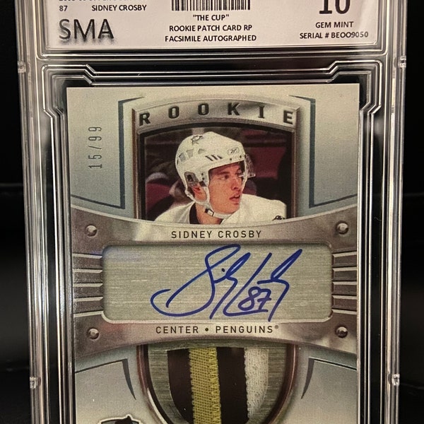 Sidney Crosby 2005/06 Upper Deck "The Cup" Patch Rookie Card RC Prospect Facsimile Autographed Reprint BV Rare Graded Hockey Card