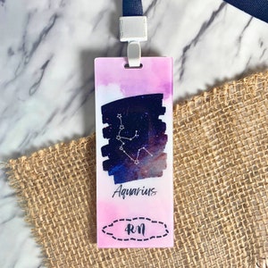Custom Badge Buddies Zodiac Sign - Personalized Acrylic Badge Buddy rn, Healthcare Badge Tag Medical, X Ray Tech Gift, Lab Badge Buddy lpn