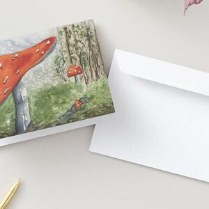 Cartes de voeux aquarelles - jonquilles, champignons, bouquets et bourdons