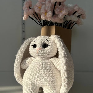 Crochet Bunny Plush with Flower Bouquet | Handmade Stuffed Rabbit Toy | Soft Amigurumi Bunny Gift for Baby or Nursery Decor